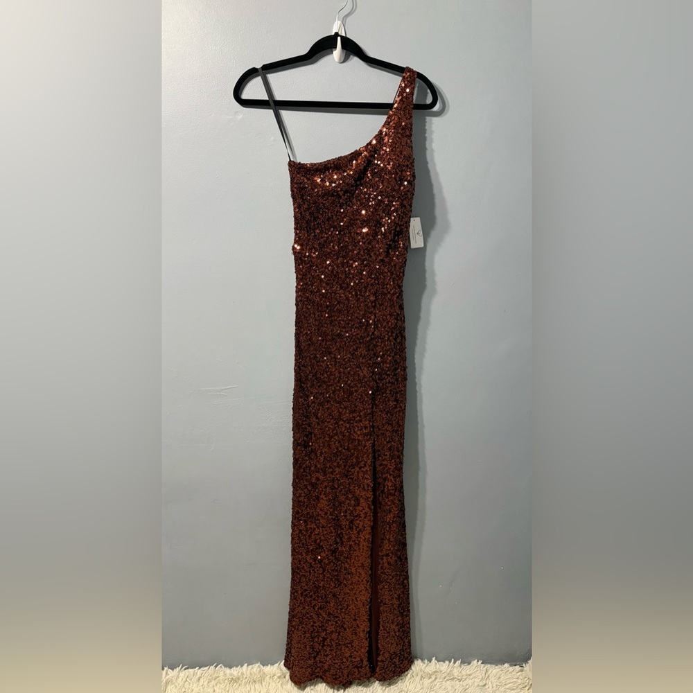 NWT Windsor Lyla Formal Sequined Floor Length Gown in Copper Women’s Size XS‎ - Picture 3 of 12